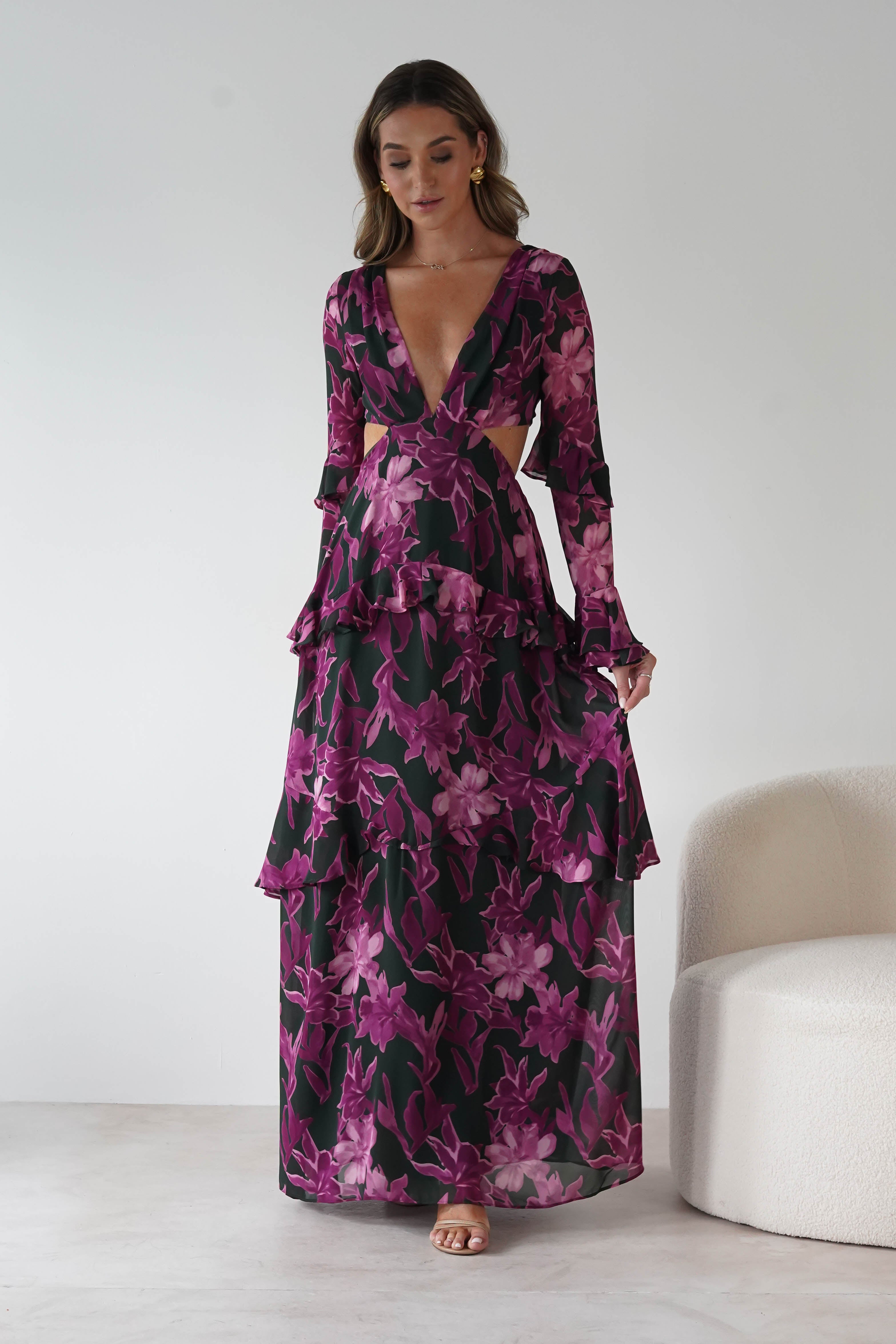 MANIJU Dresses 1*DONE -MANIJU-MF23061-OLIVEMULTI DRESS/ PINKPRINT ON THE OUTSIDE