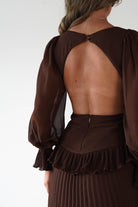 MANIJU Dresses 1*DONE -MANIJU-MF25021-CHOCOLATE PLEATED DRESS