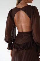 MANIJU Dresses 1*DONE -MANIJU-MF25021-CHOCOLATE PLEATED DRESS