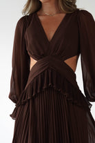 MANIJU Dresses 1*DONE -MANIJU-MF25021-CHOCOLATE PLEATED DRESS