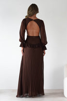 MANIJU Dresses 1*DONE -MANIJU-MF25021-CHOCOLATE PLEATED DRESS