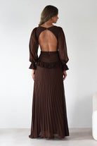 MANIJU Dresses 1*DONE -MANIJU-MF25021-CHOCOLATE PLEATED DRESS