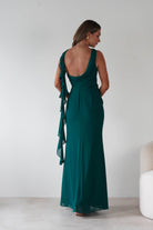 MANIJU Dresses 1*DONE -MANIJU-MF25029-EMERALD DRESS WITH RUFFLE DRAPE