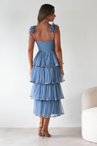 MANIJU Dresses 1*DONE -MANIJU-MM23016-SLATEBLUE DOTTED TULLE DRESS