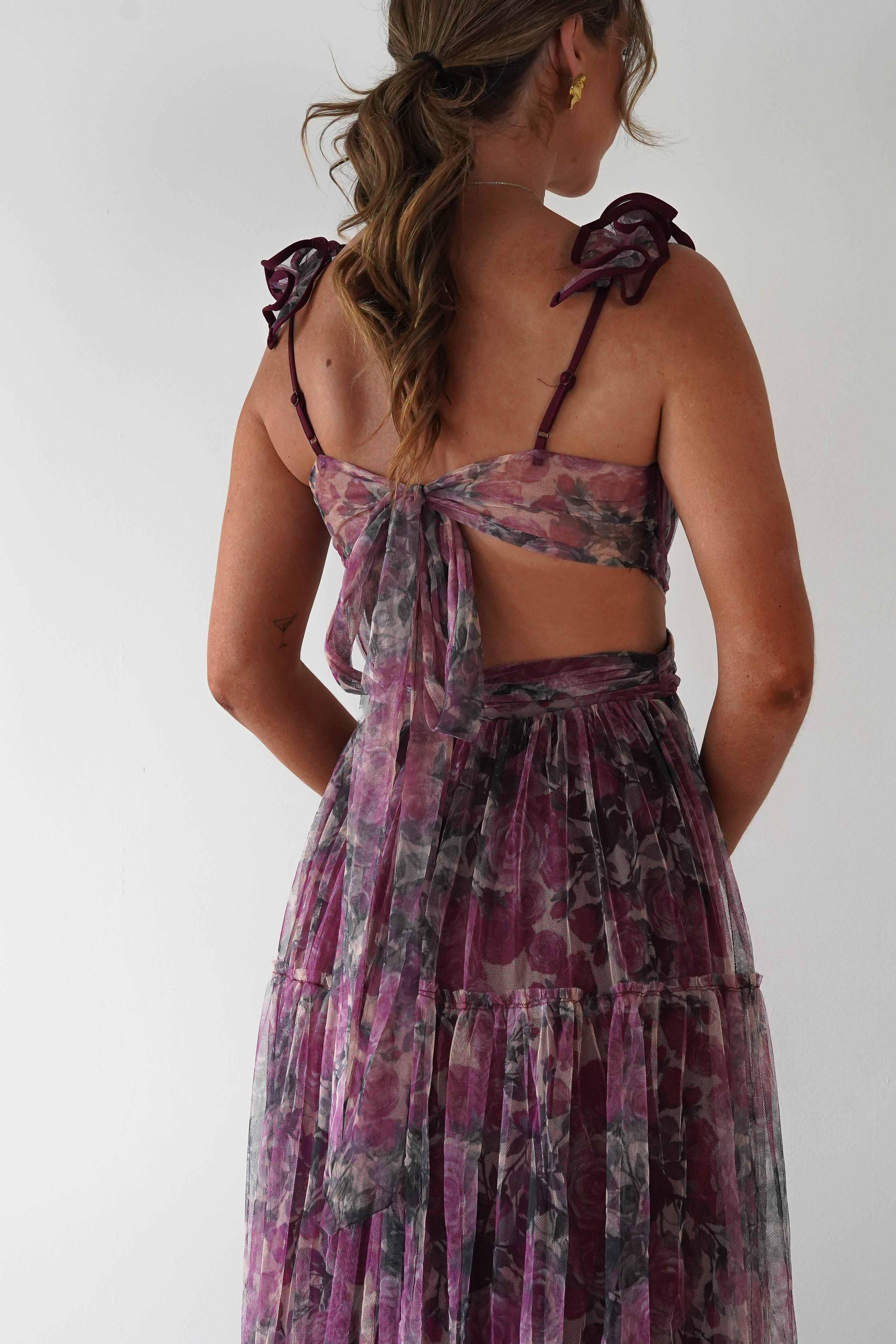 MANIJU Dresses 1*DONE -MANIJU-MM24525-BURGUNDY TULLE DRESS