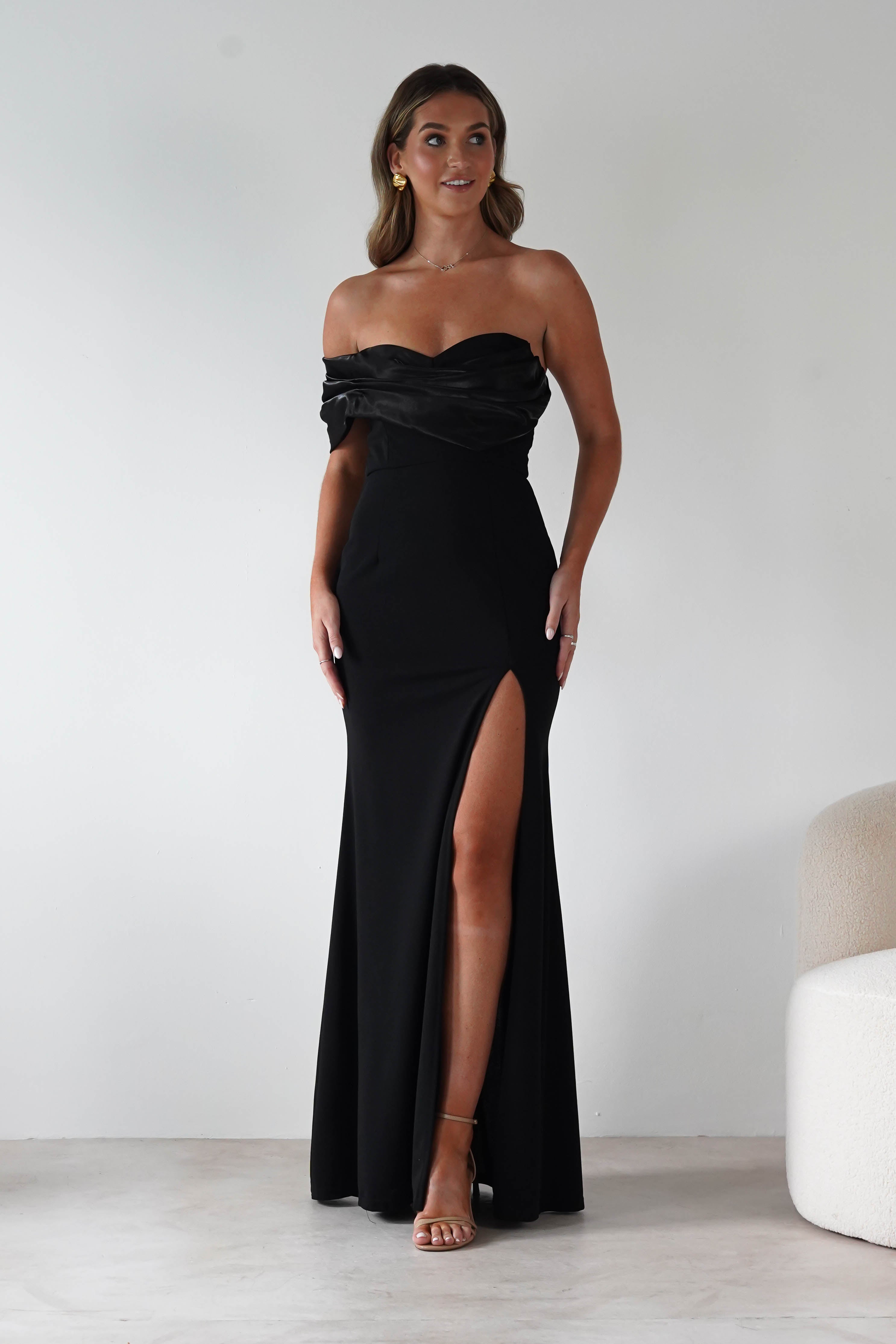MANIJU Dresses 1*DONE - MANIJU- MM2970-BLACK DRESS WITH SATIN DETAIL