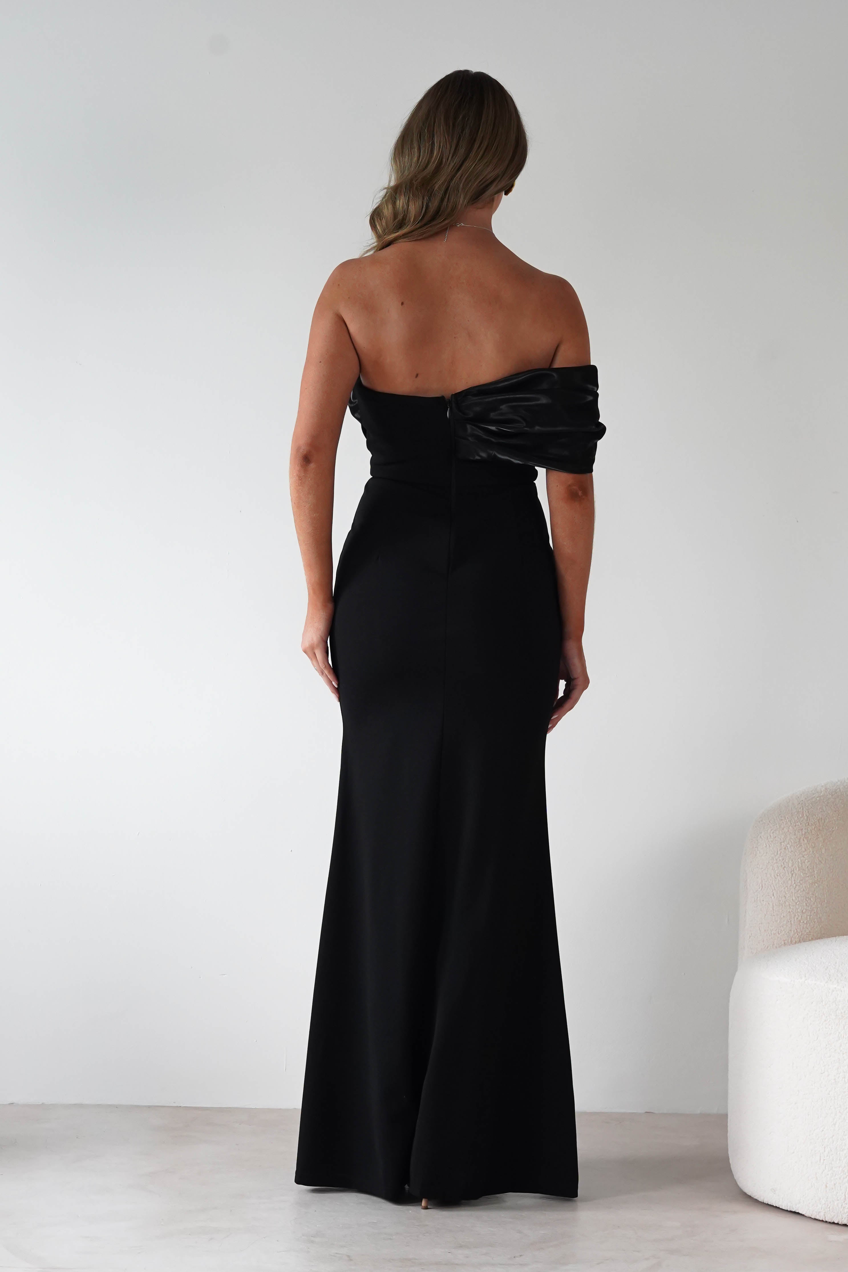 MANIJU Dresses 1*DONE - MANIJU- MM2970-BLACK DRESS WITH SATIN DETAIL