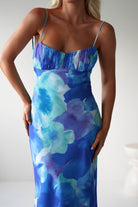 Ariel Chiffon Printed Maxi Dress | Blue | Oh Hello Clothing | XS (6)