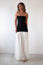 Mel Strapless Chiffon Skirt Maxi  | Black/White - Oh Hello Clothing