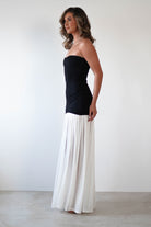 Mel Strapless Chiffon Skirt Maxi  | Black/White - Oh Hello Clothing