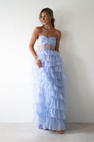 Claudette Ruffle Glitter Maxi  | Blue - Oh Hello Clothing