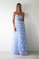 Claudette Ruffle Glitter Maxi  | Blue - Oh Hello Clothing