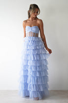 Claudette Ruffle Glitter Maxi  | Blue - Oh Hello Clothing