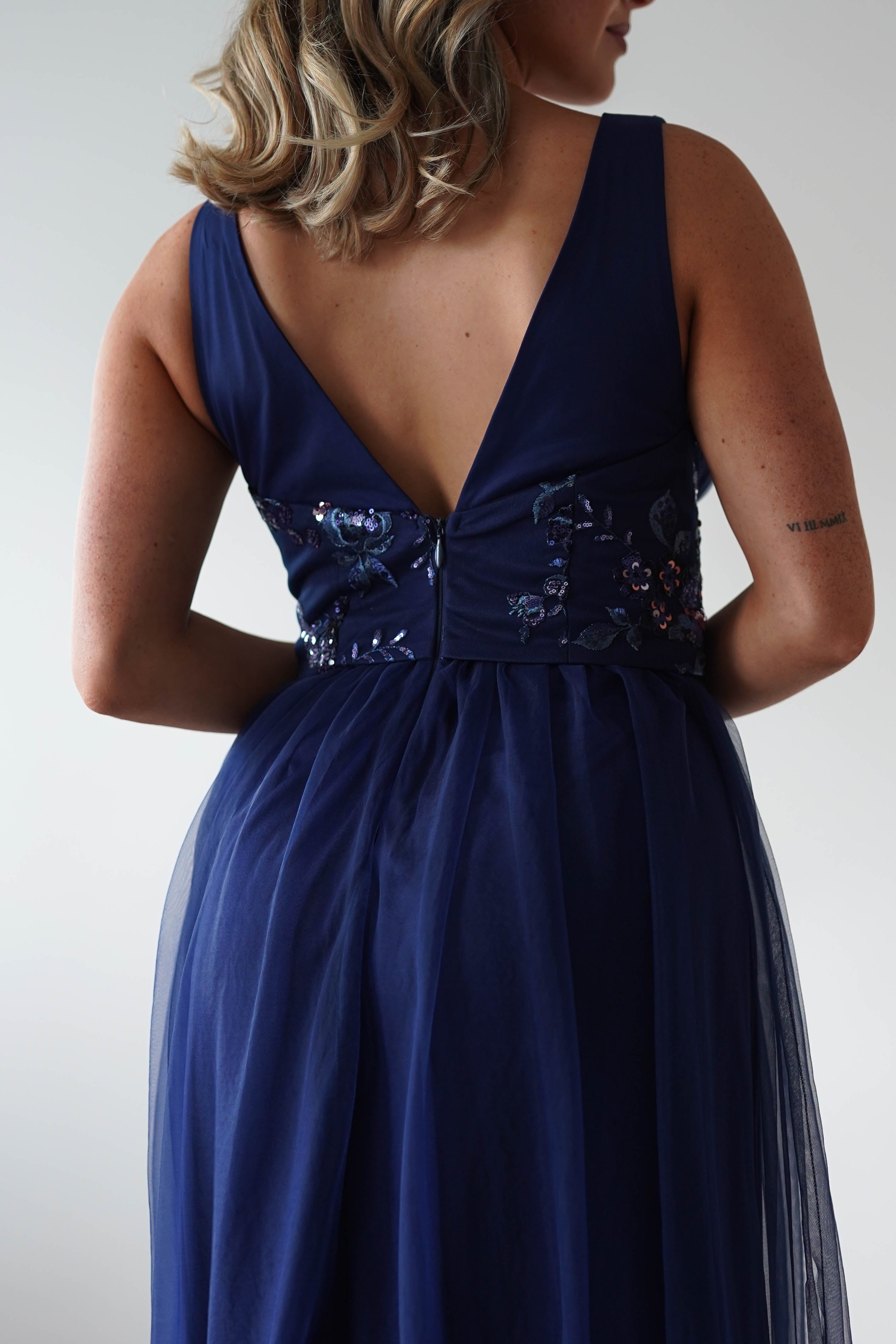 F & P Dresses 1*DONE MF25002 NAVY - MANIJU TULLE