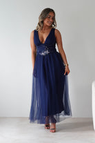 F & P Dresses 1*DONE MF25002 NAVY - MANIJU TULLE