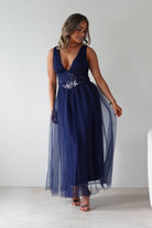 F & P Dresses 1*DONE MF25002 NAVY - MANIJU TULLE