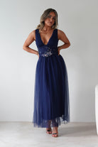 F & P Dresses 1*DONE MF25002 NAVY - MANIJU TULLE