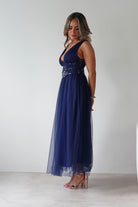 F & P Dresses 1*DONE MF25002 NAVY - MANIJU TULLE