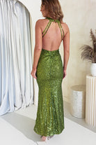 Arizona Bodycon Sequin Maxi Gown | Olive - Oh Hello Clothing