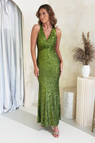 Arizona Bodycon Sequin Maxi Gown | Olive - Oh Hello Clothing
