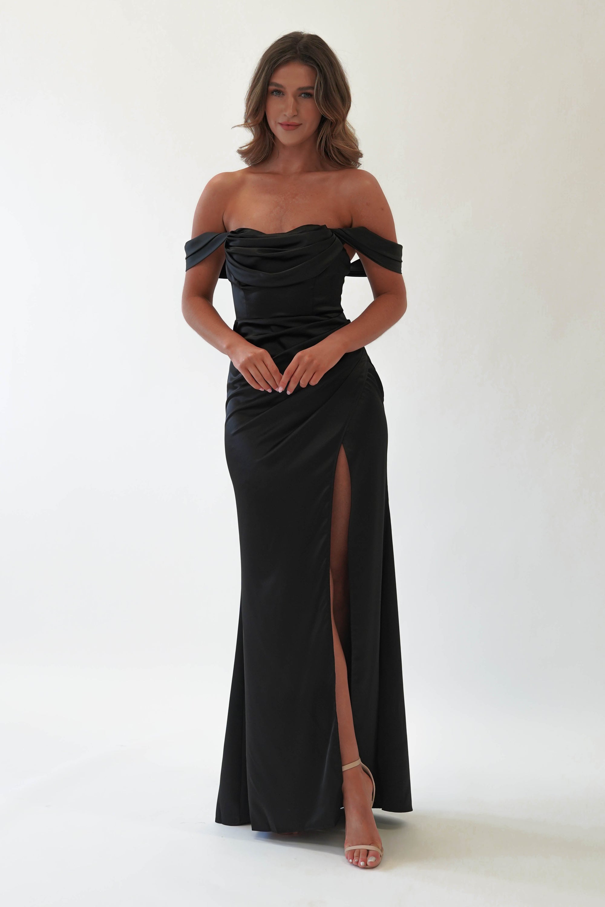 Monica Off The Shoulder Gown | Black - Oh Hello Clothing