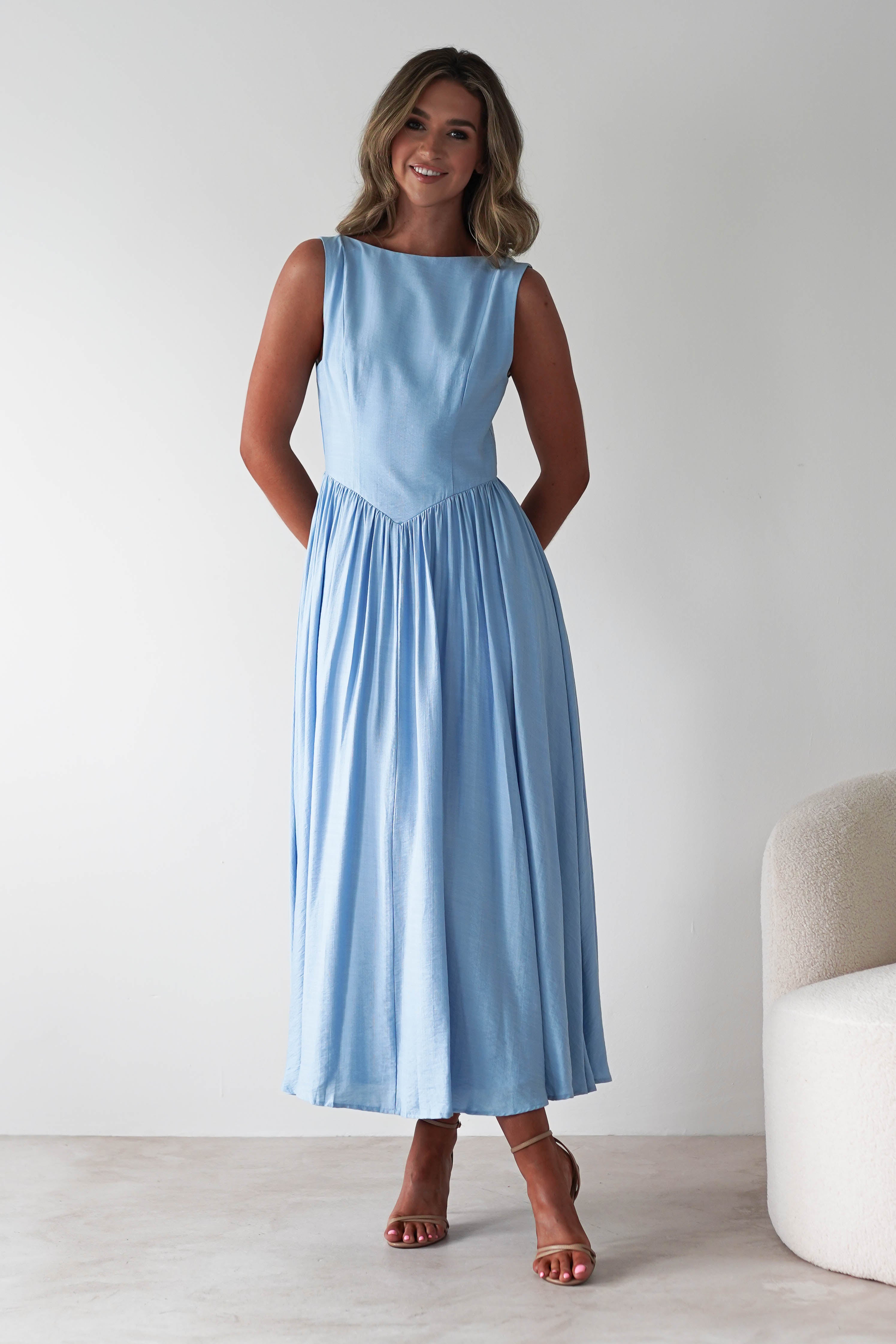Monroe Skater Midaxi Dress | Blue