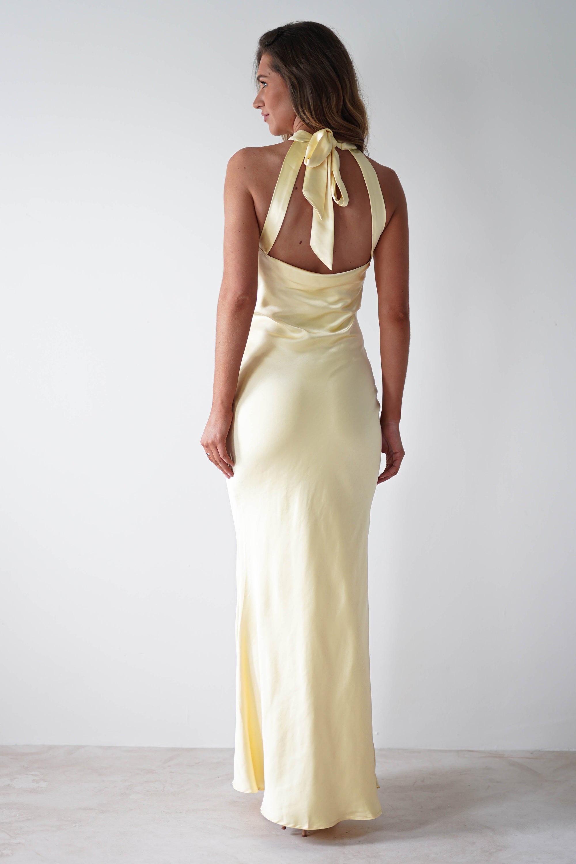 Natalia Soft Satin Maxi Dress | Lemon - Oh Hello Clothing