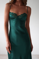 SASHA On Sale Ricci Soft Satin Maxi Dress | Forest Green