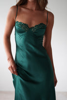 SASHA On Sale Ricci Soft Satin Maxi Dress | Forest Green