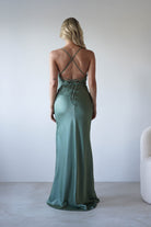 Elsa Matte Satin Maxi Gown | Olive - Oh Hello Clothing