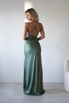Elsa Matte Satin Maxi Gown | Olive - Oh Hello Clothing