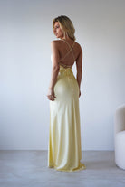 Elsa Matte Satin Maxi Gown | Yellow - Oh Hello Clothing