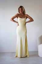 Elsa Matte Satin Maxi Gown | Yellow - Oh Hello Clothing