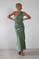 Meera Soft Matte Satin Midaxi  | Olive - Oh Hello Clothing