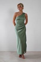 Meera Soft Matte Satin Midaxi  | Olive - Oh Hello Clothing