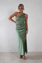 Meera Soft Matte Satin Midaxi  | Olive - Oh Hello Clothing