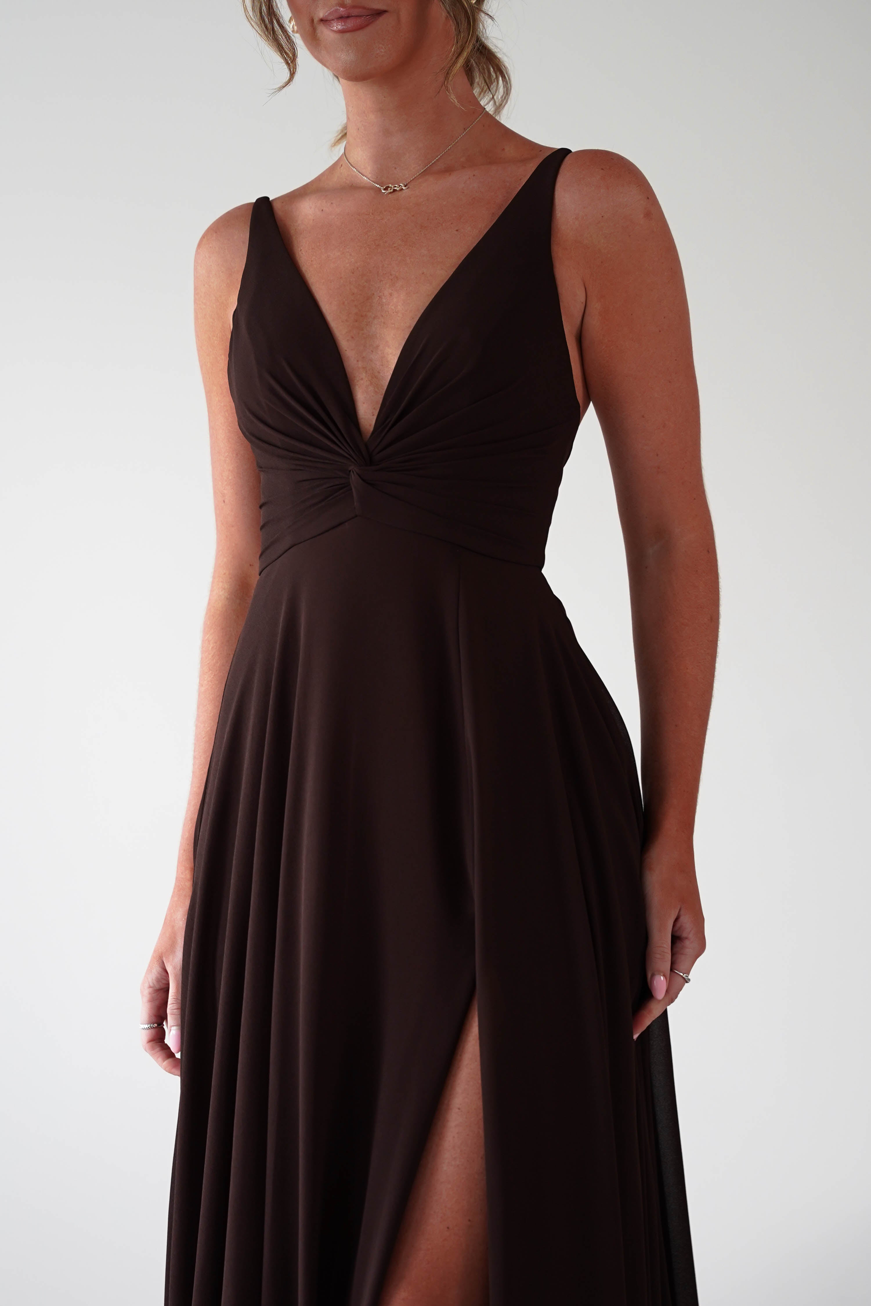 PINK BOOM Dresses 1*DONE -PBLOOM-F8002-BROWN MAXI DRESS