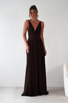 PINK BOOM Dresses 1*DONE -PBLOOM-F8002-BROWN MAXI DRESS