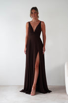 PINK BOOM Dresses 1*DONE -PBLOOM-F8002-BROWN MAXI DRESS