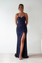 PINK BOOM Dresses 1*DONE -PBLOOM-F86031-NAVY SEQUIN GOWN (Copy)