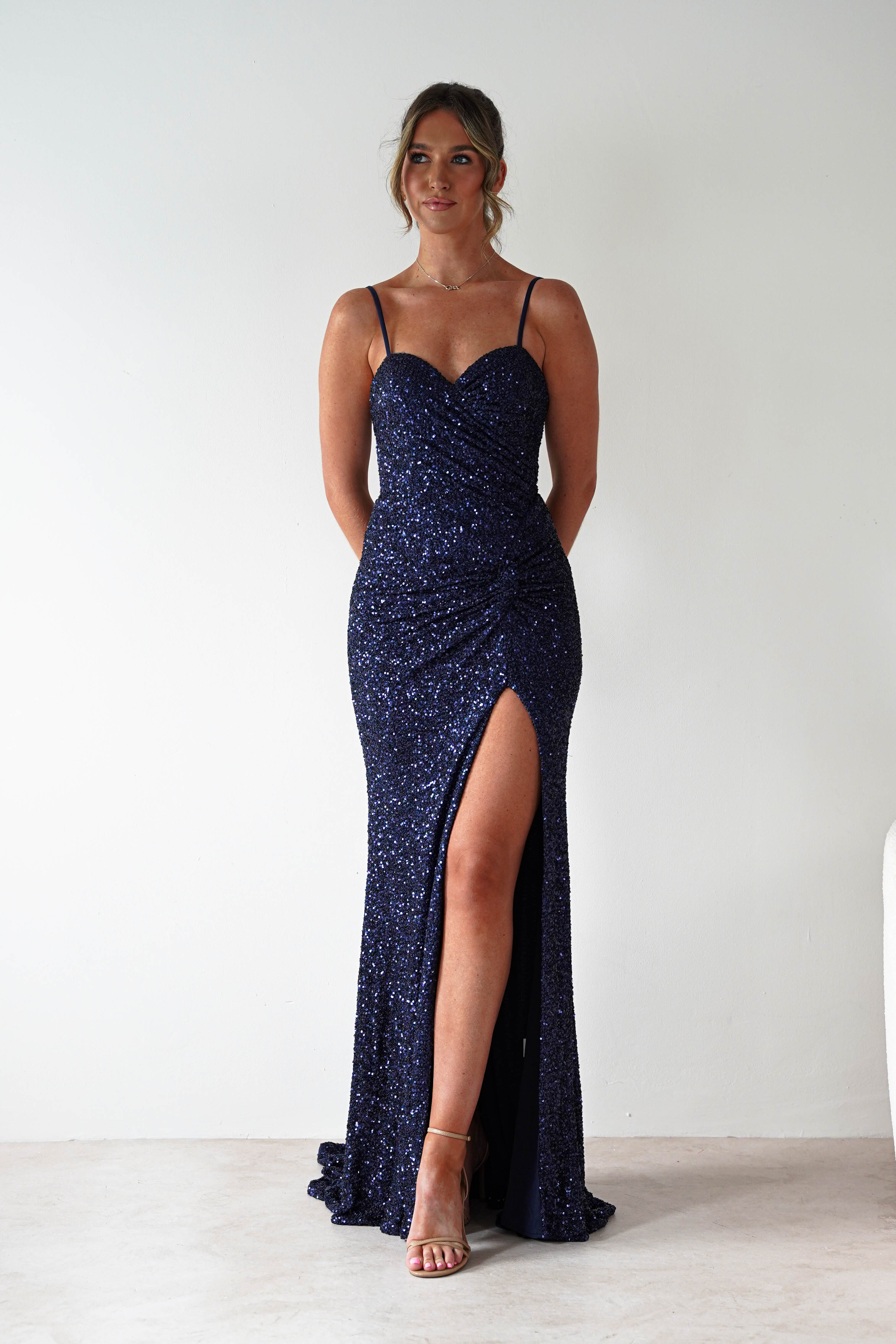 PINK BOOM Dresses 1*DONE -PBLOOM-F86031-NAVY SEQUIN GOWN (Copy)