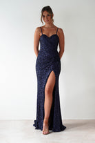 PINK BOOM Dresses 1*DONE -PBLOOM-F86031-NAVY SEQUIN GOWN (Copy)