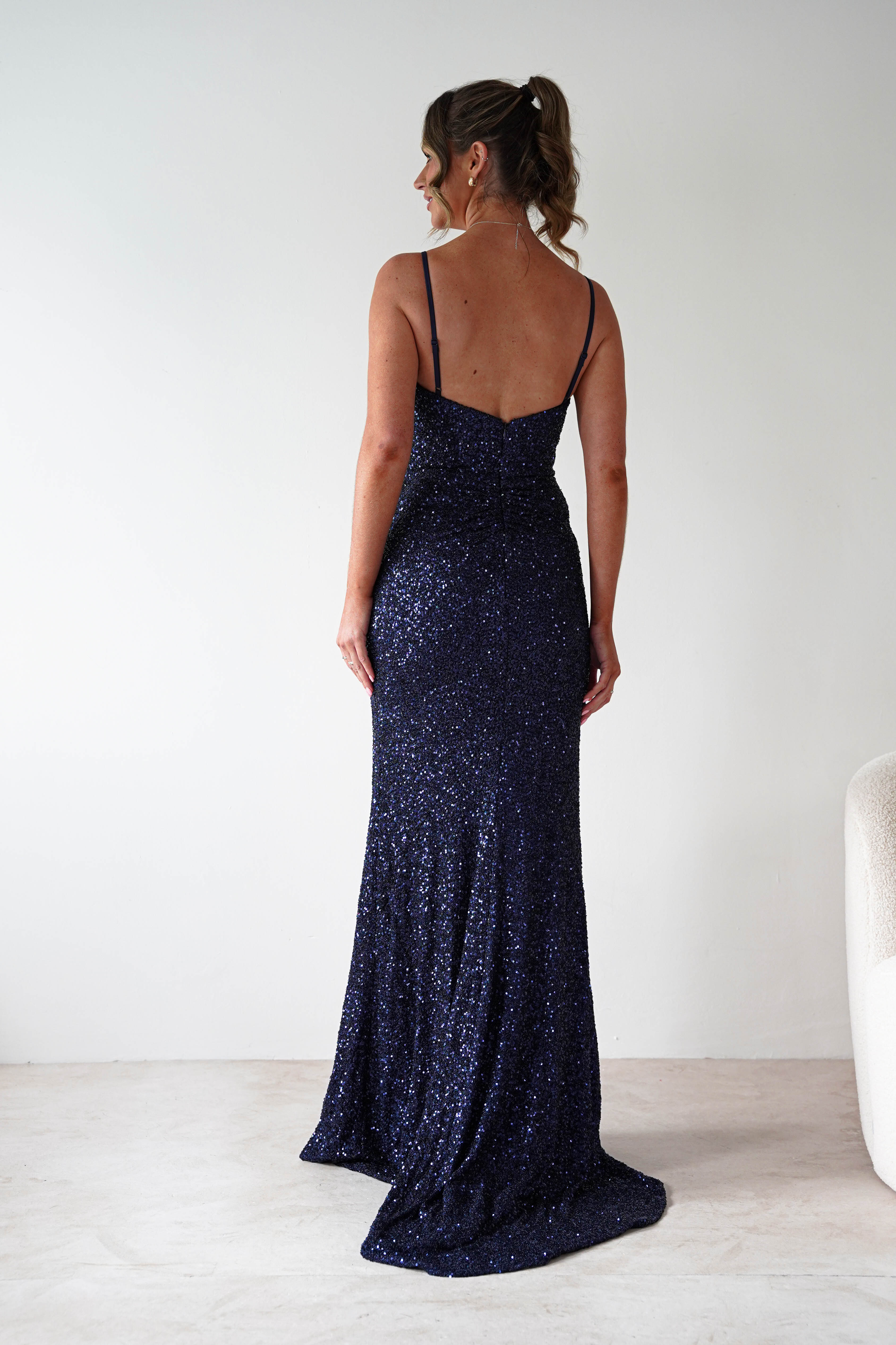 PINK BOOM Dresses 1*DONE -PBLOOM-F86031-NAVY SEQUIN GOWN (Copy)