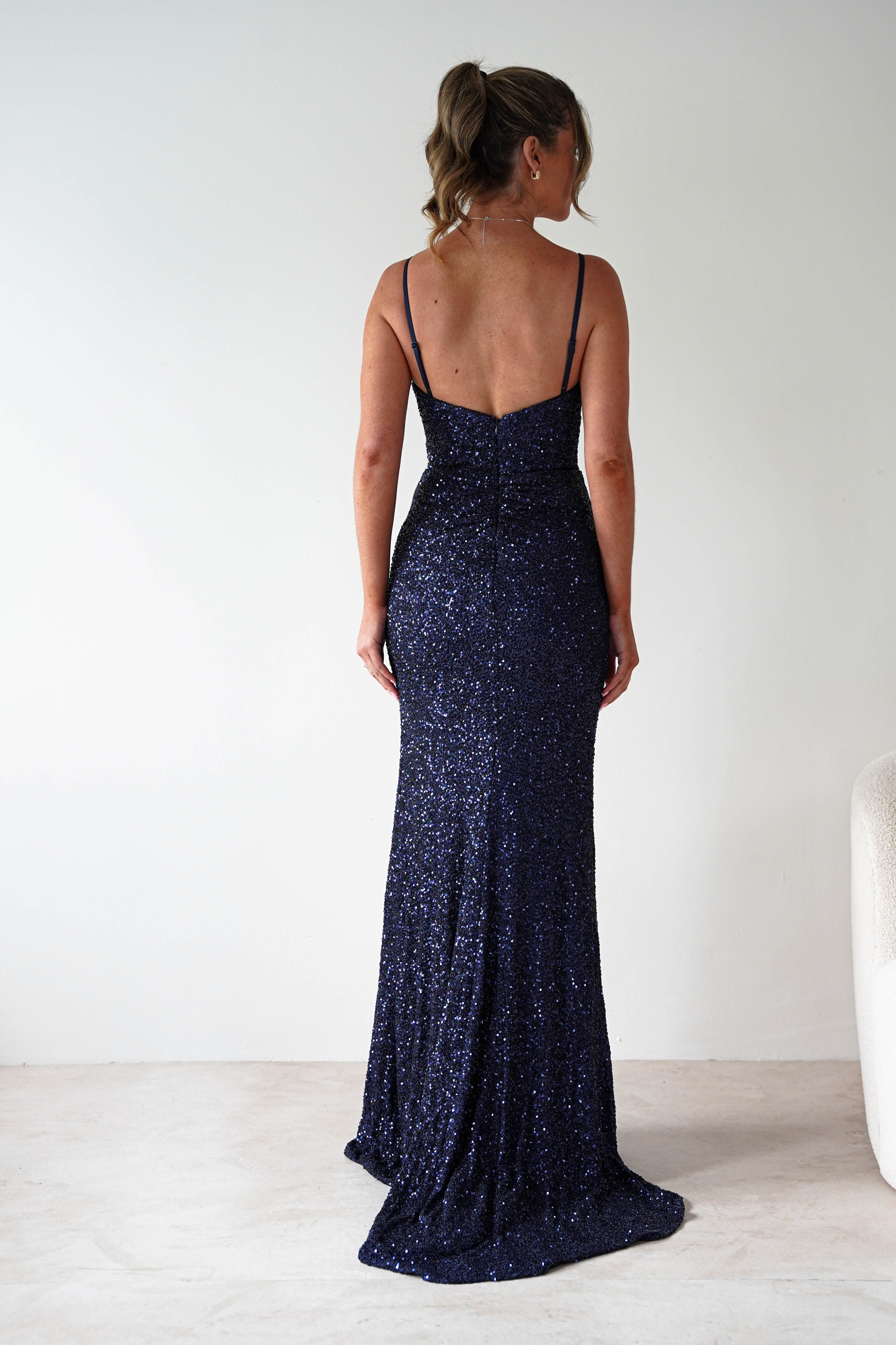 PINK BOOM Dresses 1*DONE -PBLOOM-F86031-NAVY SEQUIN GOWN (Copy)