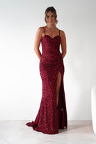 PINK BOOM Dresses 1*DONE -PBLOOM-F86031-RED SEQUIN GOWN