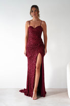 PINK BOOM Dresses 1*DONE -PBLOOM-F86031-RED SEQUIN GOWN