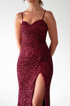 PINK BOOM Dresses 1*DONE -PBLOOM-F86031-RED SEQUIN GOWN