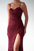 PINK BOOM Dresses 1*DONE -PBLOOM-F86031-RED SEQUIN GOWN