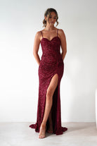 PINK BOOM Dresses 1*DONE -PBLOOM-F86031-RED SEQUIN GOWN