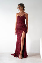 PINK BOOM Dresses 1*DONE -PBLOOM-F86031-RED SEQUIN GOWN